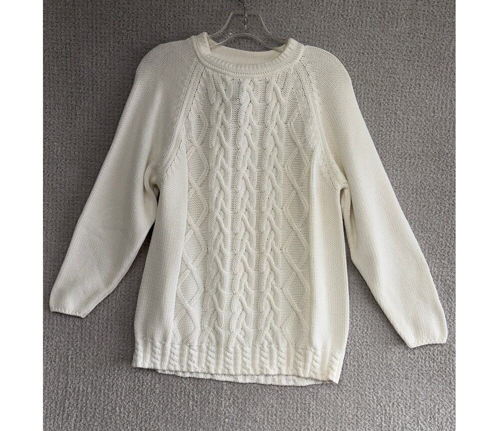 United Colors of Bennetton Women's White Long Sleeve Sweater Size M #81496